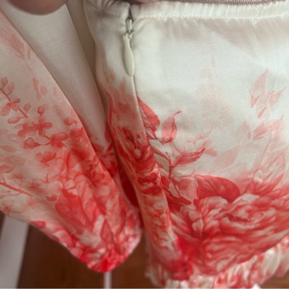 Anthro x Bhanuni by Jyoti Cherry Blossom Mini Dress S Floral Ruffle Cutout Boho - Picture 15 of 16
